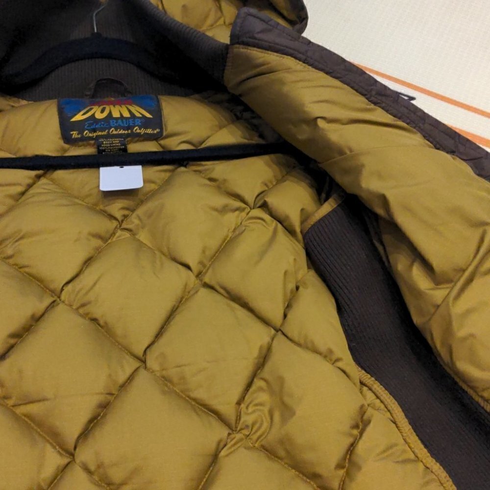 EDDIE Bauer Goose down "Skyliner" coat brown fits medium - Picture 8 of 12